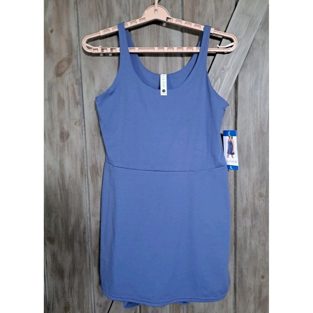 NWT Elle Sport Women's Active Tank Dress Blue Size L Tennis Gym Pickleball